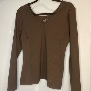 Livi for Lane Bryant Active V Neck Black Long Sleeve Top size small like new